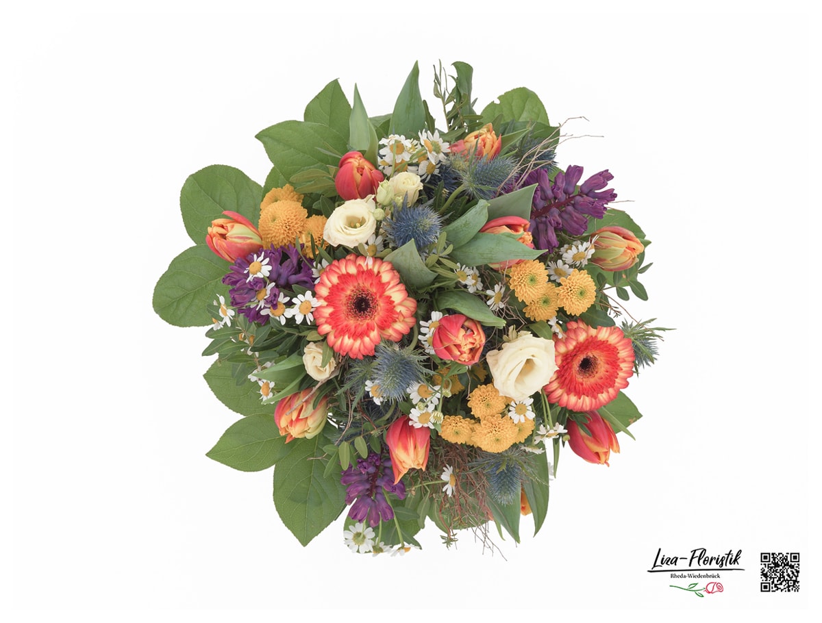 Blumenstrauß mit Lisianthus, Tulpen, Gerbera - Detail -