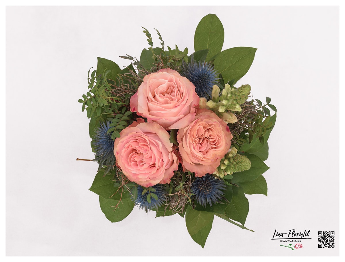 Blumenstrauß mit Löwenmäulchen, Rosen, Spinosa - Detail -
