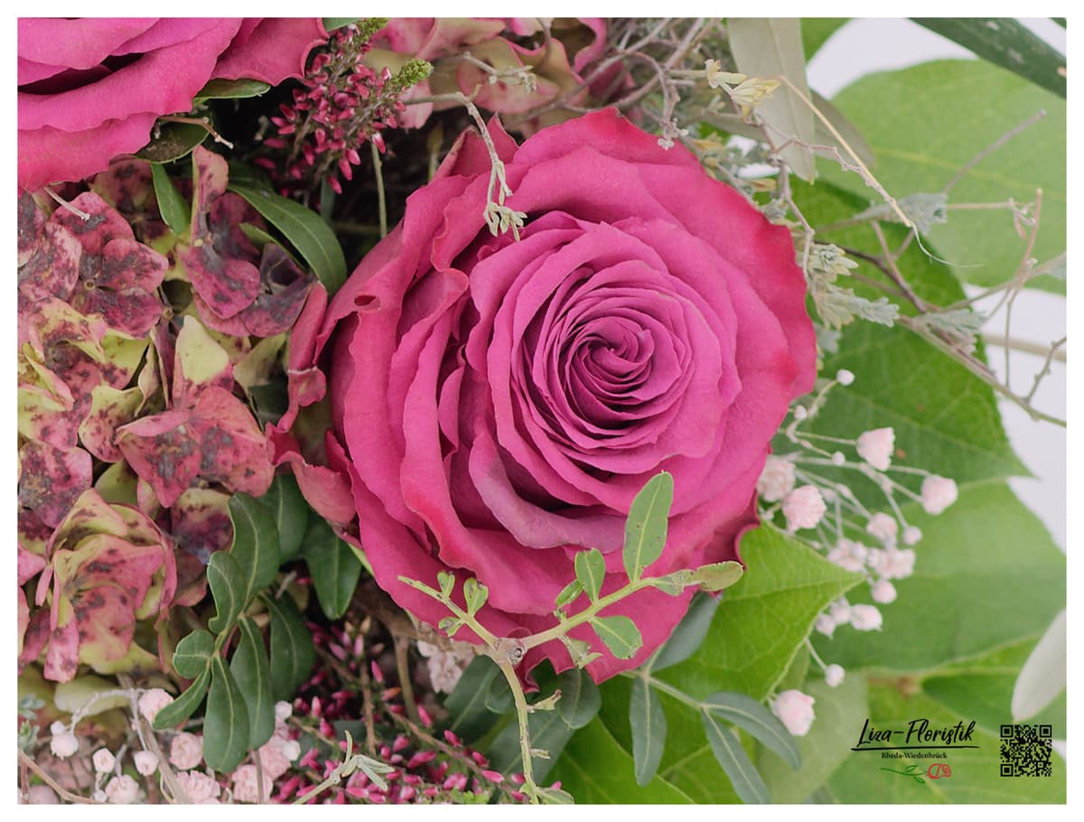Ecuador Rose mit französischer Hortensie - Detail
