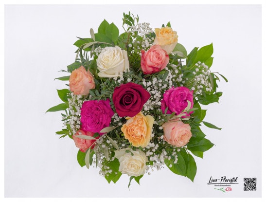 Blumenstrauß mit bunten Ecuador Rosen - Detail