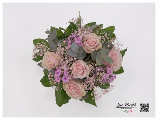 Blumenstrauß mit Phlox und rosa Rosen - Detail