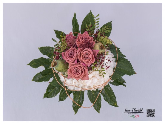 Blumenstrauß mit Mohn, Schleierkraut, Ecuador Rose Barista,  Hortensien - Detail