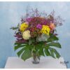 Blumenstrauß mit Philodendron, Statize, Rosen, Nelken, Santini, Hortensie, Eukalyptus und gefärbtem Eichenblatt