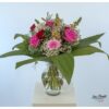 Blumenstrauß mit Gerbera, Rosen, Olive, Schleierkraut und Löwenmäulchen