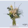 Kondolenzstrauß mit Protea, Rosen, Polyantharosen, Amaryllis und Eukalyptus