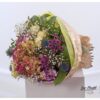 Blumenstrauß mit Nelken, Hortensie, Chrysanthemen, Distel, Rosen und Schleierkraut zum Geburtstag