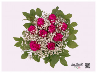 Detail - Blumenstrauß mit Ecuador Rosen Lola und Schleierkraut