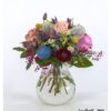Festlicher Strauß mit Rosen, Kamille, Craspedia, Disteln, Eukalyptus und Clematis – ideal für Geburtstagswünsche und besondere Momente.